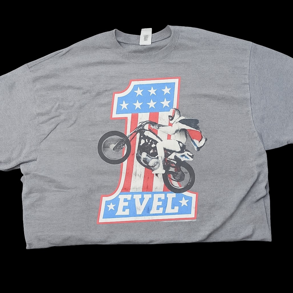 Evel Knievel Graphic T-Shirt Vintage Style Gray Tee - XXL